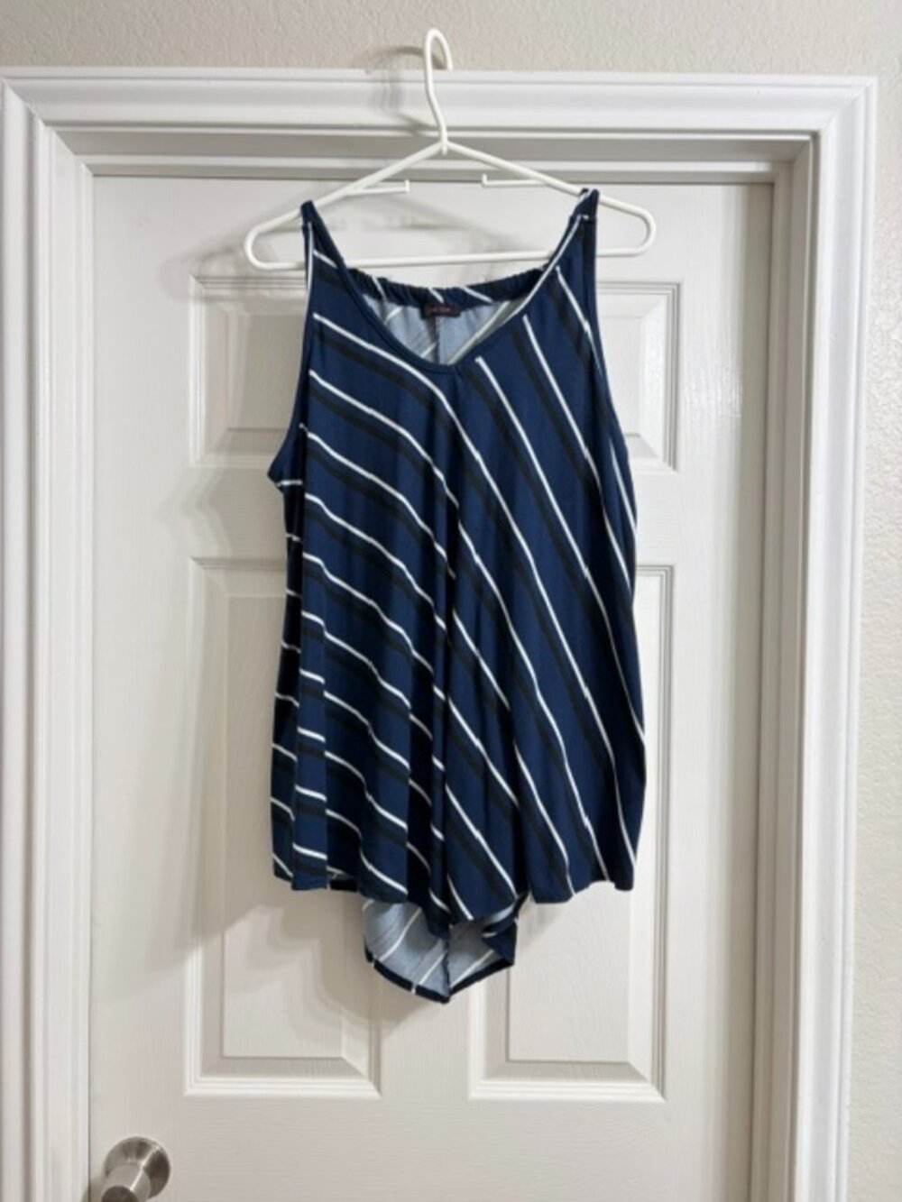 First Love Brand Women's Navy Blue and White Shirt, Size 3X